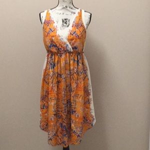 Anthro Tabitha orange and cream dress